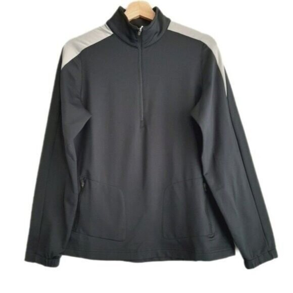 ANTIGUA Pullover Long Sleeve Top Half-zip Black & Gray Sz M - Picture 1 of 6